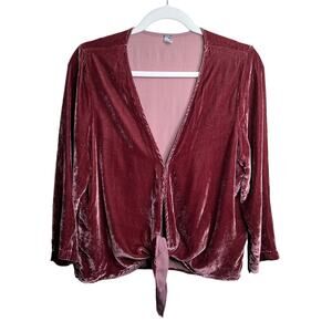 YFB Silk Blend Velvet tie front Top size Large Pink
